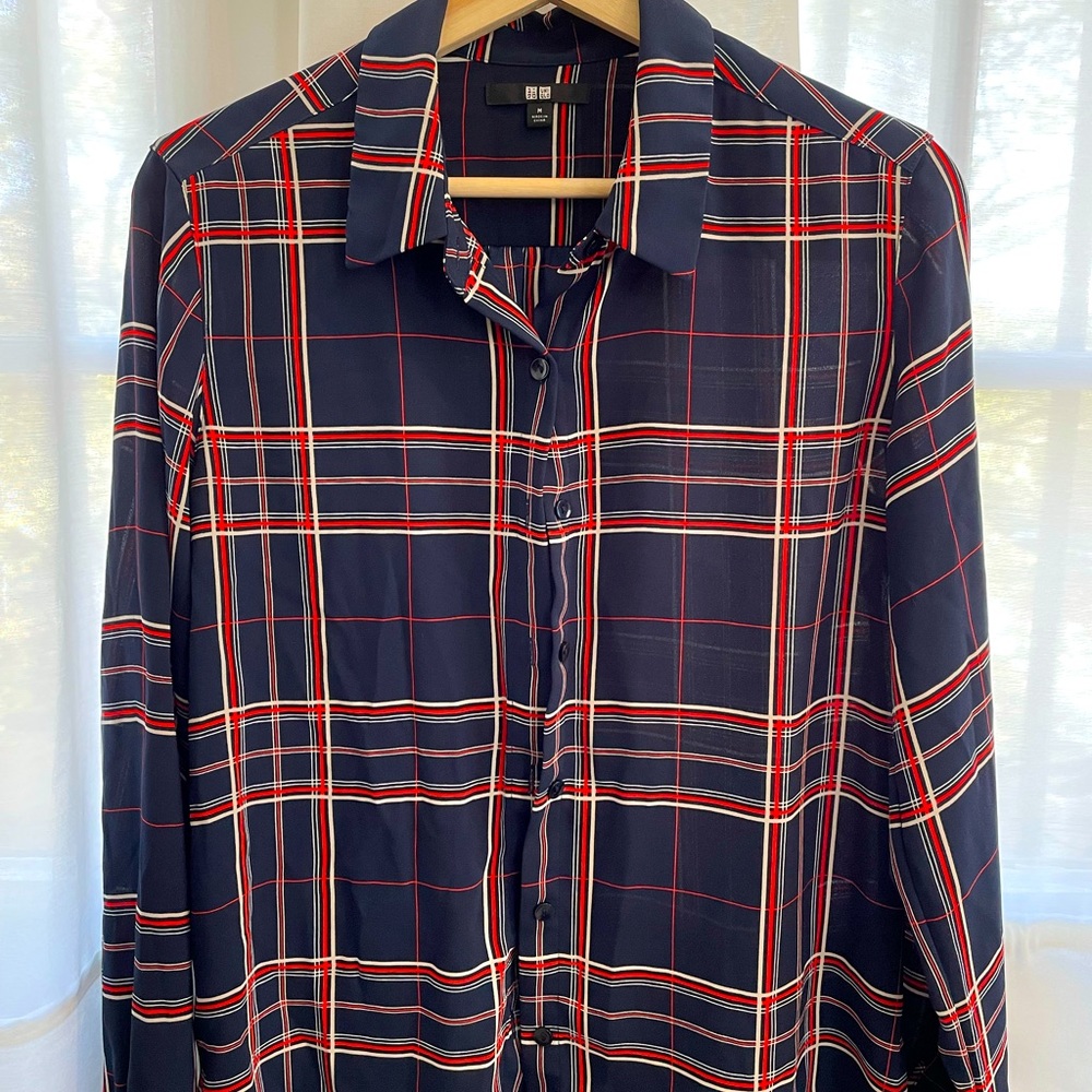 Uniqlo Stripe-Check Button Down Size M